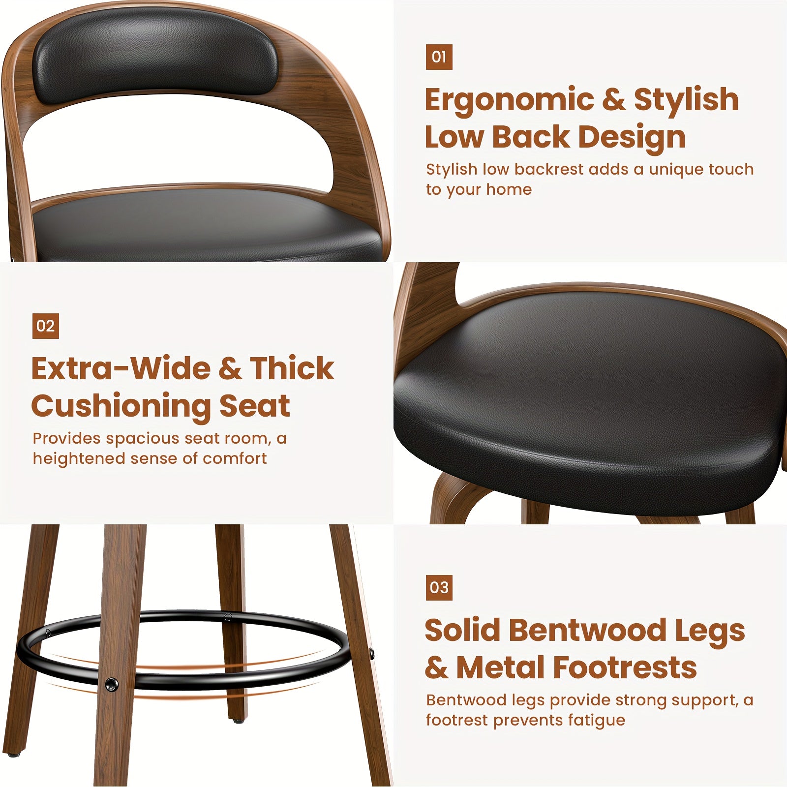 Modern 26" Counter Height Bar Stools Set Of 2